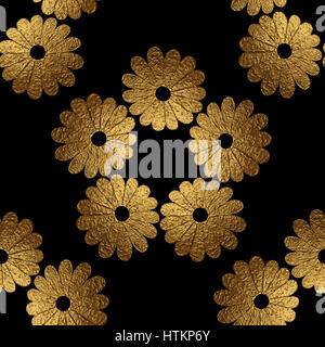Gold abstrakten Blumen-Muster. Handgemalte florale Hintergrund. Natur nahtlose Textur. Stockfoto