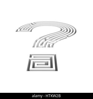 Frage Labyrinth Loch / 3D-Illustration Fragezeichen Labyrinth förmige Loch in den Boden Stockfoto