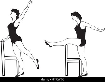 Die elegante Frau Silhouetten zu tun Fitness Übungen. Fitness club Icon Set, Stock Vektor