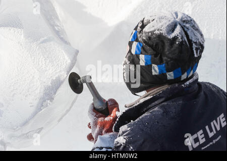 Lake Louise Eis Bildhauerei Festival, Januar 2014, Lake Louise, Alberta, Kanada Stockfoto