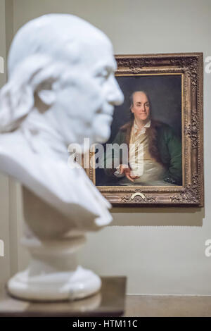 Portrait von Benjamin Franklin, Öl auf Leinwand, durch Anne-Rosalie Bocquet Kämpfen, 1778 oder 1779, Philadelphia Museum of Art, Philadelphia, Pennsylvania Stockfoto