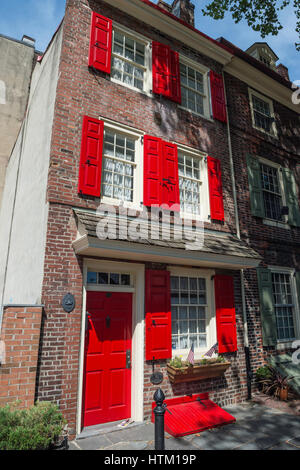 Elfreth Gasse, Nation älteste Wohnstraße, aus dem Jahre 1702, National Historic Landmark, Philadelphia, Pennsylvania, USA Stockfoto