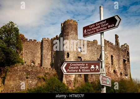 Laugharne Schloss, Laugharne, Carmarthenshire, Wales, Großbritannien Stockfoto