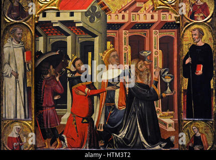 Ferrer und Arnau Bassa (14. Jh.). Spanischer Maler. Panel ein Altarbild Darstellung der Epiphanie, ca.1347-1360. Von der Stiftskirche von Sant Vicenc de Cardona, Provinz Barcelona. Nationalen Kunstmuseum von Katalonien. Barcelona. Katalonien. Spanien. Stockfoto