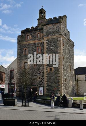 Mittelalterlichen Wohnturm in Stranraer Stadtmitte, Dumfries and Galloway, Schottland, Großbritannien Stockfoto