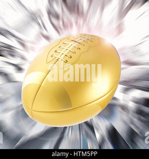 3D Rendering-golden american-Football-Ball mit Glasscherben Hintergrund Stockfoto