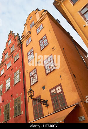 Bunte Häuser in Stortorget, den wichtigsten Platz von Gamla Stan, Altstadt von Stockholm, Schweden, Skandinavien Stockfoto