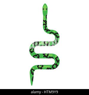 Grüne Schlange Cartoon-Vektor-Illustration auf weiß. Stock Vektor