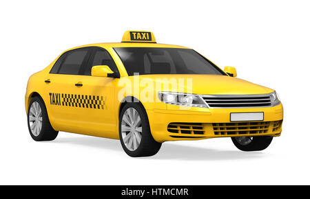 Gelbes Taxi isoliert auf weißem Hintergrund. 3D render Stockfoto