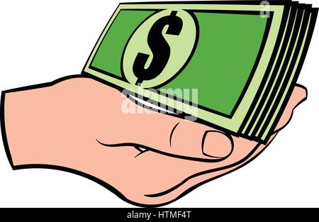 Hand mit Dollar Rechnungen Symbol cartoon Stock Vektor