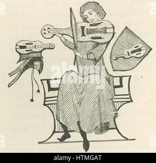 Reinmar von Hagenau, auch bekannt als der ältere, Reinmar 12. Jahrhundert deutsche Minnesänger, spielen ein kleines Saiteninstrument, möglicherweise eine Vielle. Holzstich nach einer Handschrift des 13. Jahrhunderts. Stockfoto