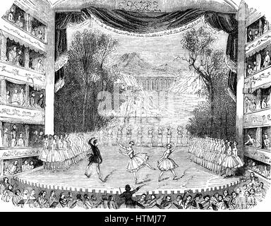 Jules Perrot (1810 – 1894) französischen Tänzer, Choreograf und Ballettmeister, und Fanny (Francesca) Cerito oder Cerrito (c1817-1909) italienische Ballerina, erscheinen in "L ' Eleve de l 'Amour" ("die Schüler der Liebe") am Her Majesty Theatre, London, 1842. Musik von Engl Stockfoto