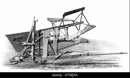 Cyrus McCormicks Mähmaschine (Amerika, 1831), die erste mechanische Reaper im Allgemeinen angenommen werden. Gravur von 1862 Stockfoto