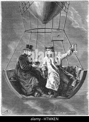 Jean Baptiste Biot (1774-1864) und Joseph Louis Gay-Lussac (1778 – 1850), links, Messungen in einer Höhe von 4.000 Metern während ihrem Ballon Aufstieg des 20. August 1804. Dies war der erste Ballon Aufstieg, die speziell für wissenschaftliche Zwecke. Von Stockfoto