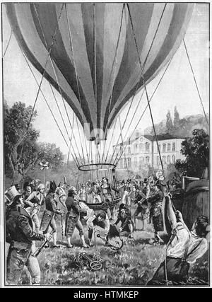 Joseph Louis Gay-Lussac (1778 – 1850), französischer Chemiker, Physiker und Ballonfahrer, machen einen Ballon Aufstieg von Paris, 14. September 1804. Auf diesem Flug er erreichte eine Höhe von 7016m und viele der Beobachtungen bestätigt, er und Biot gemacht auf ihrem Flug von 20 Stockfoto