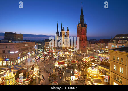 Weihnachtsmarkt Halle / Saale, Sachsen-Anhalt, Deutschland Stockfoto