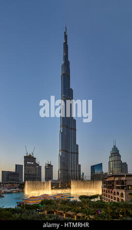 Burj Khalifa, Dubai, VAE und Dubai Fountain Stockfoto