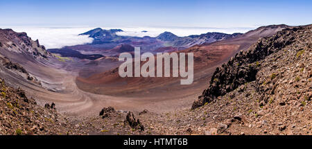 Haleakala, Insel Maui. Aussicht vom Gipfel des Haleakala Vulkan auf östlich von Maui, Hawaii-Archipel. Stockfoto