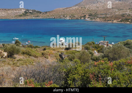Blefoutis Strand und Bucht Partheni Insel Leros, Griechenland Stockfoto