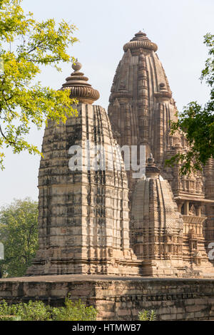 Tempel Bezirk von Khajuraho, Khajuraho, Madhya Pradesh, Indien Stockfoto