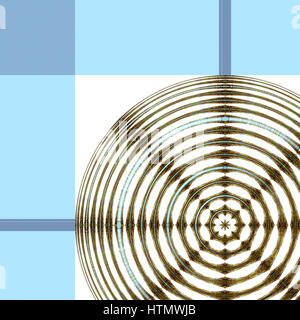 Abstrakte Muster der Kreise und Quadrate in den Farben blau und braun. Stockfoto