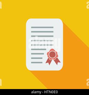 Diplom-Symbol. Flache Vektor zugehörige Symbol mit langen Schatten für Web und mobile Anwendungen. Es ist einsetzbar als - Logo, Symbol, Piktogramm, Infografik Elemen Stock Vektor