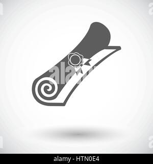 Diplom. Einzelne flache Symbol auf weißem Hintergrund. Vektor-Illustration. Stock Vektor