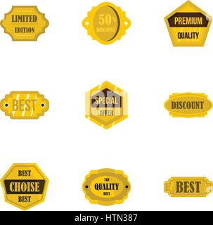 Goldene Retro-Abzeichen Icons Set. Flache Darstellung der 9 goldene Retro-Abzeichen-Vektor-Icons für web Stock Vektor