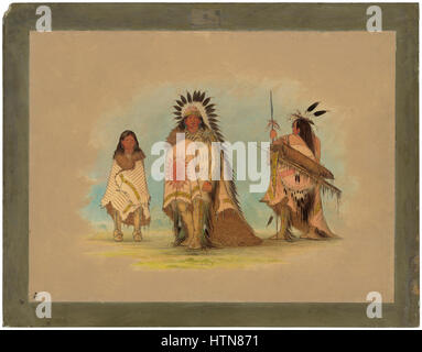 Ein Sioux-Häuptling, seiner Tochter und ein Krieger-C16158 Stockfoto