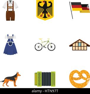 Deutschland-Reise-Ikonen-Set. Flache Darstellung der 9-Deutschland-Reise-Vektor-Icons für web Stock Vektor