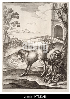 Wenceslas Hollar - der Löwe und das Pferd Stockfoto