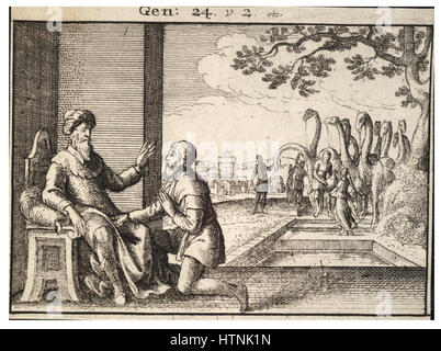 Wenceslas Hollar - Abrahams Knecht am Brunnen Nahors (Zustand 1) Stockfoto