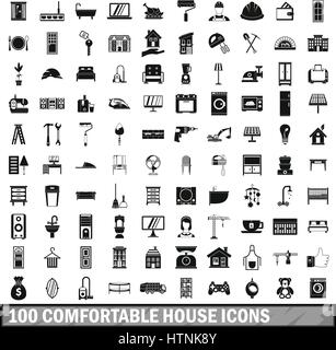 100 komfortable Haus Symbole inmitten eines einfachen Stil für alle Design-Vektor-illustration Stock Vektor