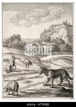 Wenceslas Hollar - der Wolf, das Lamm und der Kran 2 Stockfoto