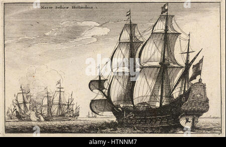 Wenceslas Hollar - niederländische Kriegsschiffe (Zustand 2) Stockfoto