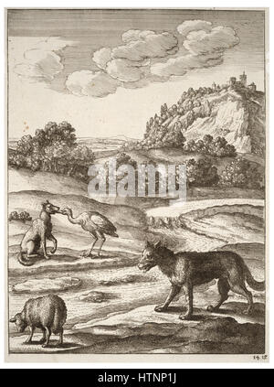 Wenceslas Hollar - der Wolf, das Lamm und der Kran Stockfoto