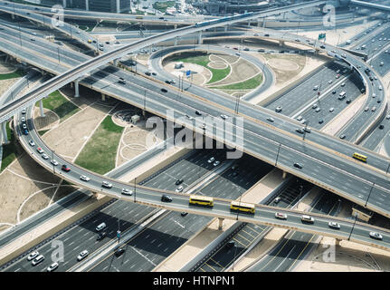Luftaufnahme des komplexen Autobahnanschluss Stockfoto
