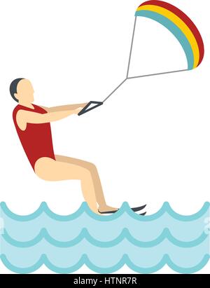 Kitesurfen-Symbol, flachen Stil Stock Vektor