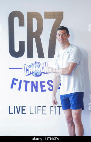 Madrid, Spanien präsentiert 13. März 2017 Cristiano Ronaldo den neuen Fitness Crunch Fitness-Studio CR7 in Madrid, Spanien-March13, 2017 Stockfoto