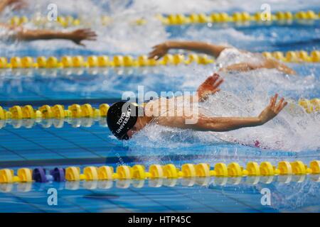 Madrid, Spanien. 11. März 2017. Kosuke Hagino (JPN) Schwimmen: Kosuke Hagino Japans konkurriert in der Herren, 200m Lagen Finale auf die Gemeinschaft von Madrid Open im Mundial 86 Schwimmzentrum in Madrid, Spanien. Bildnachweis: Mutsu KAWAMORI/AFLO/Alamy Live-Nachrichten Stockfoto