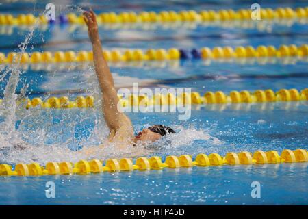 Madrid, Spanien. 11. März 2017. Kosuke Hagino (JPN) Schwimmen: Kosuke Hagino Japans konkurriert in der Herren, 200m Lagen Finale auf die Gemeinschaft von Madrid Open im Mundial 86 Schwimmzentrum in Madrid, Spanien. Bildnachweis: Mutsu KAWAMORI/AFLO/Alamy Live-Nachrichten Stockfoto