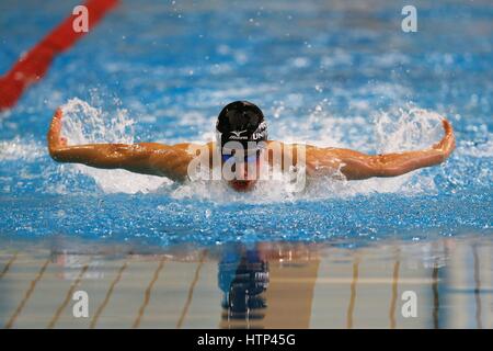 Madrid, Spanien. 11. März 2017. Kosuke Hagino (JPN) Schwimmen: Kosuke Hagino Japans konkurriert in der Herren 200m Lagenschwimmen Qualifikation auf die Gemeinschaft von Madrid Open im Mundial 86 Schwimmzentrum in Madrid, Spanien. Bildnachweis: Mutsu KAWAMORI/AFLO/Alamy Live-Nachrichten Stockfoto