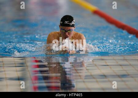 Madrid, Spanien. 11. März 2017. Reona Aoki (JPN) Schwimmen: Reona Aoki Japans konkurriert in der Frauen 50m Brustschwimmen Qualifikation auf die Gemeinschaft von Madrid Open im Mundial 86 Schwimmzentrum in Madrid, Spanien. Bildnachweis: Mutsu KAWAMORI/AFLO/Alamy Live-Nachrichten Stockfoto