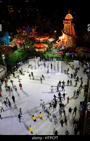 Eislaufen im Winter-Wunderland, Cardiff Stockfoto