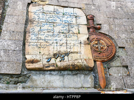 Sighnaghi, Georgia - geschickt 16, 2016: Denkmal für georgische Soldaten während des großen Vaterländischen Krieges auf den Wal getötet. Signagi, Kachetien region Stockfoto