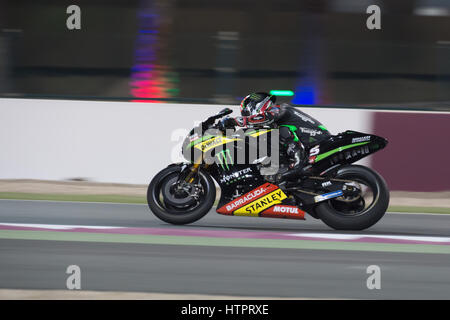 12. März 2017, Losail Circuit, Katar.  Johann Zarco, Yamaha während der Schlusstag der MotoGP Wintertest in Losail International Circuit reitet. Stockfoto