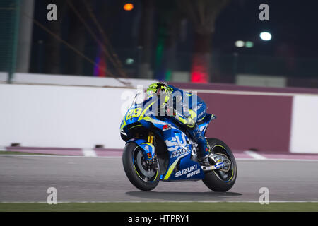 12. März 2017, Losail Circuit, Katar.  Andrea Iannone der Suzuki während der Schlusstag der MotoGP Wintertest in Losail International Circui fährt Stockfoto