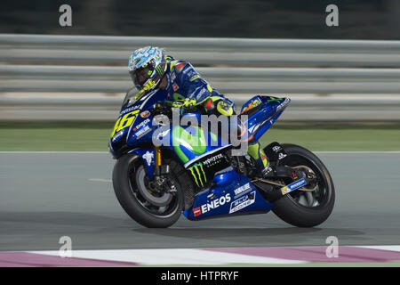 12. März 2017, Losail Circuit, Katar.  Valentino Rossi Yamaha fährt, während der letzte Tag der MotoGP Wintertest in Losail International begründeten Stockfoto