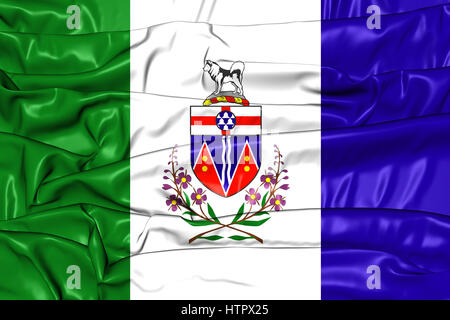 3D Flagge von Yukon, Kanada. 3D Illustration. Stockfoto