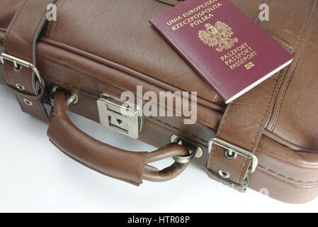 Pass- und Koffer Stockfoto